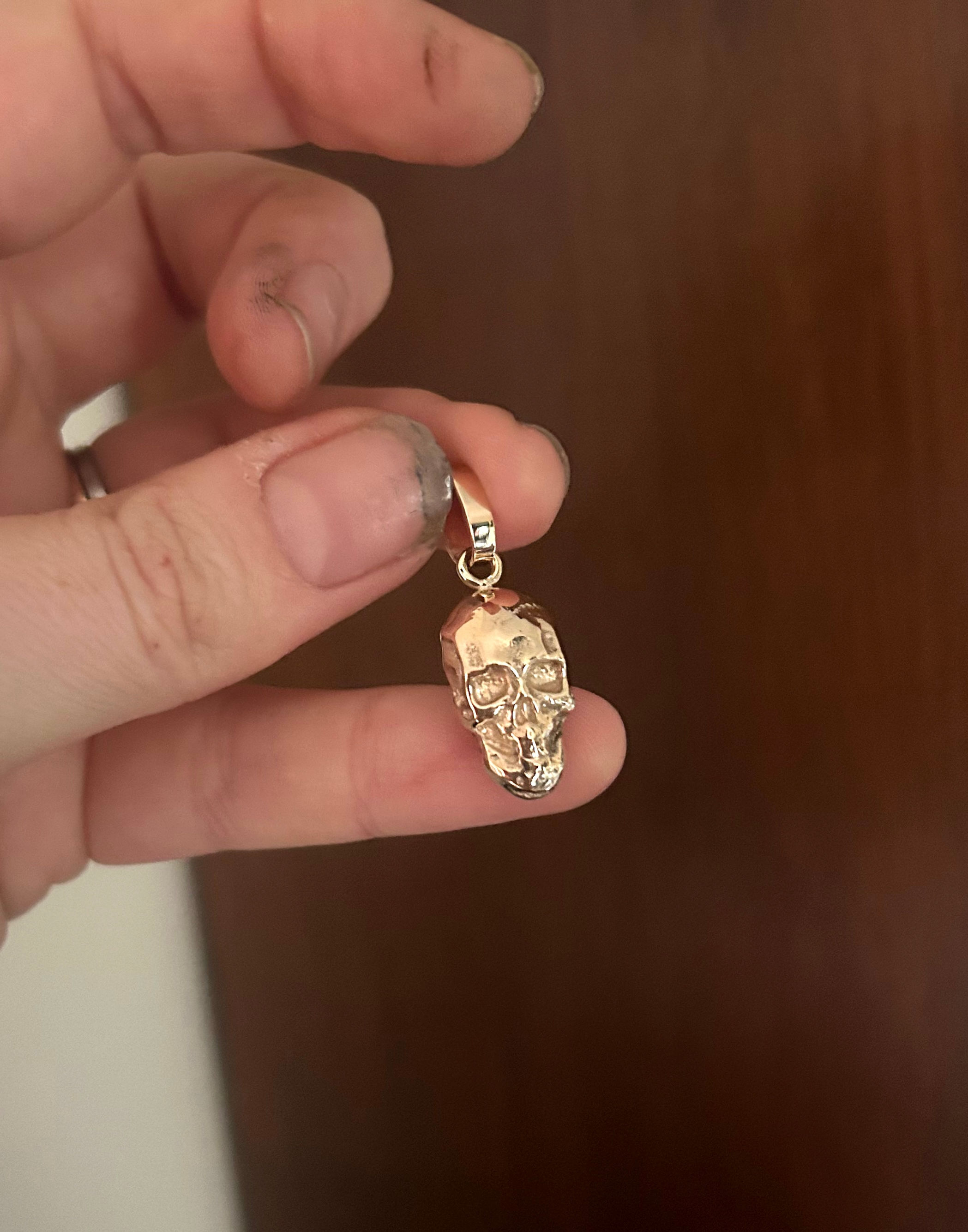 Large Skull Pendent | Solid 9ct Gold | Anatomical Skull Necklace