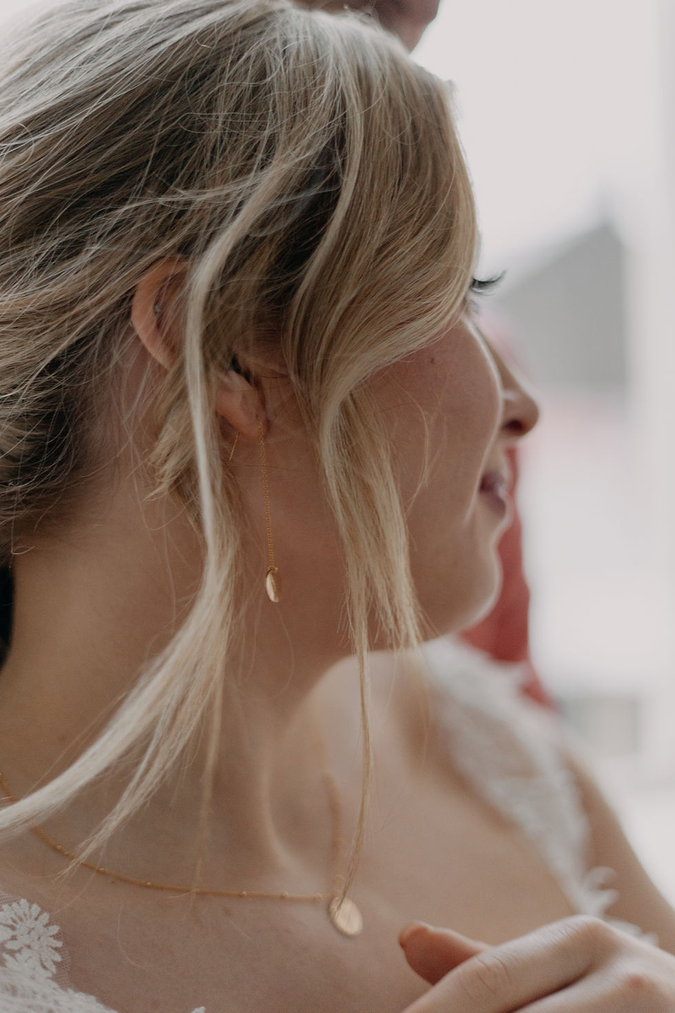 Thumbnail: Golden hour Bridal set Textured Disc pendent necklace and earrings 