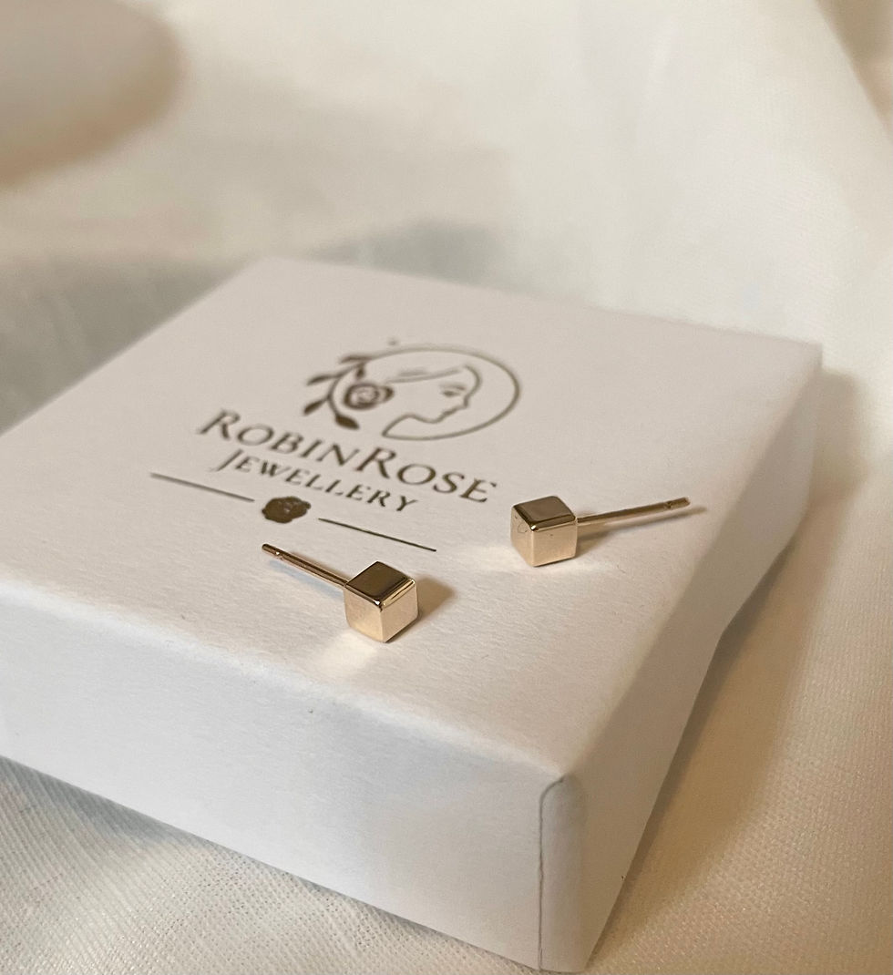 Thumbnail: Solid gold modern cube earrings 9ct | minimal | geometric |