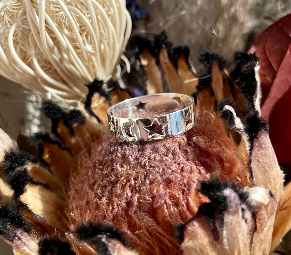 Thumbnail: Celestial Spinner ring | Anxiety | Fidget | Star and moon | Silver Gold 