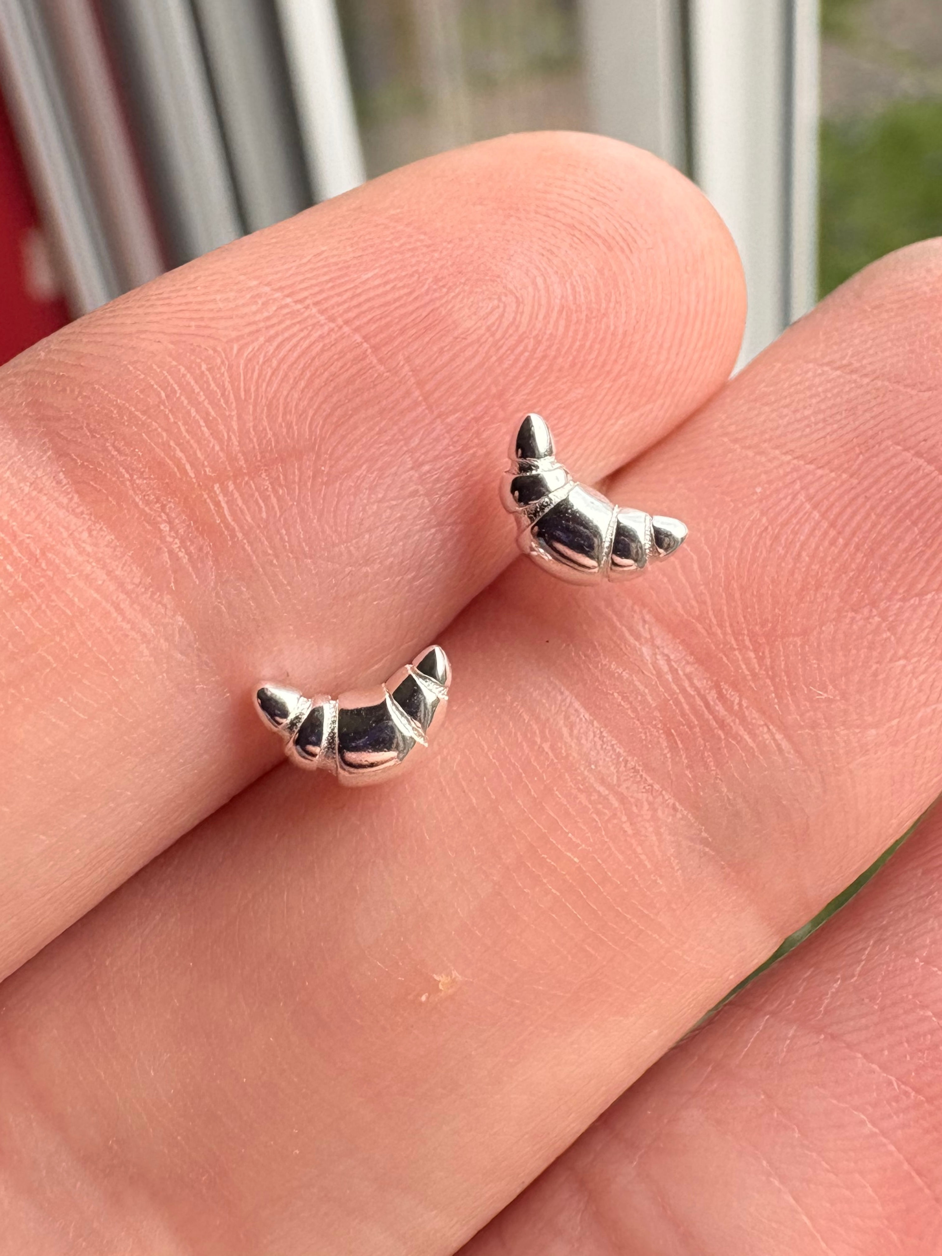 Croissant 925 silver mini stud earrings 