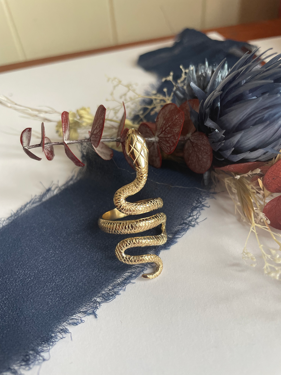 Thumbnail: Adjustable Snake Ring gold | 9ct chunky solid gold