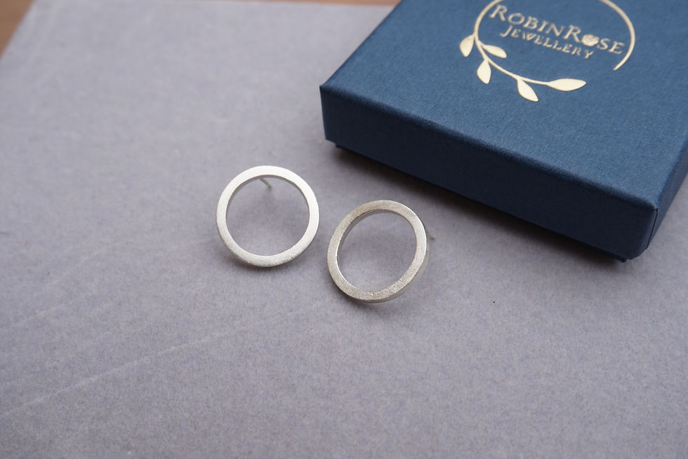 Thumbnail: Silver circle Stud Earrings - Frosted Textured or Polished Studs