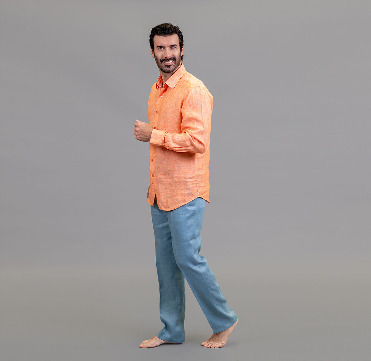 CAMISA VALENCIA ORANGE  100% LINO