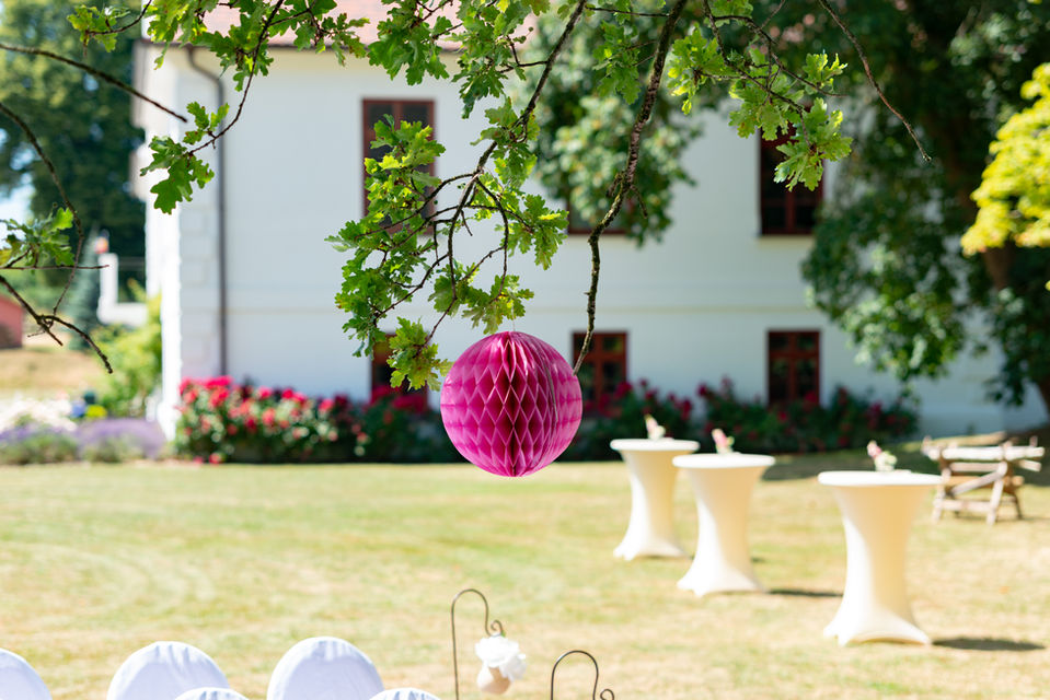 Pink Hochzeit Dekoration im Freien