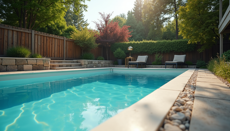Eye-level view of backyard with marked pool outline ready for excavation