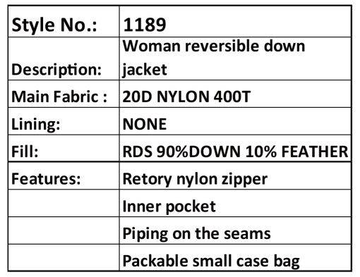 Thumbnail: WOMENS BASIC REVERSIBLE DOWN JACKET