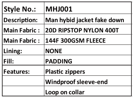 Thumbnail: MENS HYBRID FAUX DOWN JACKET