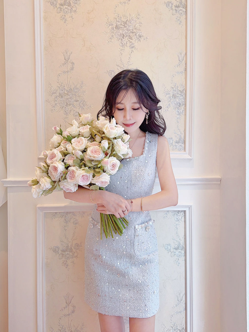 Thumbnail: The Powder Blue Sequin Tweed Dress