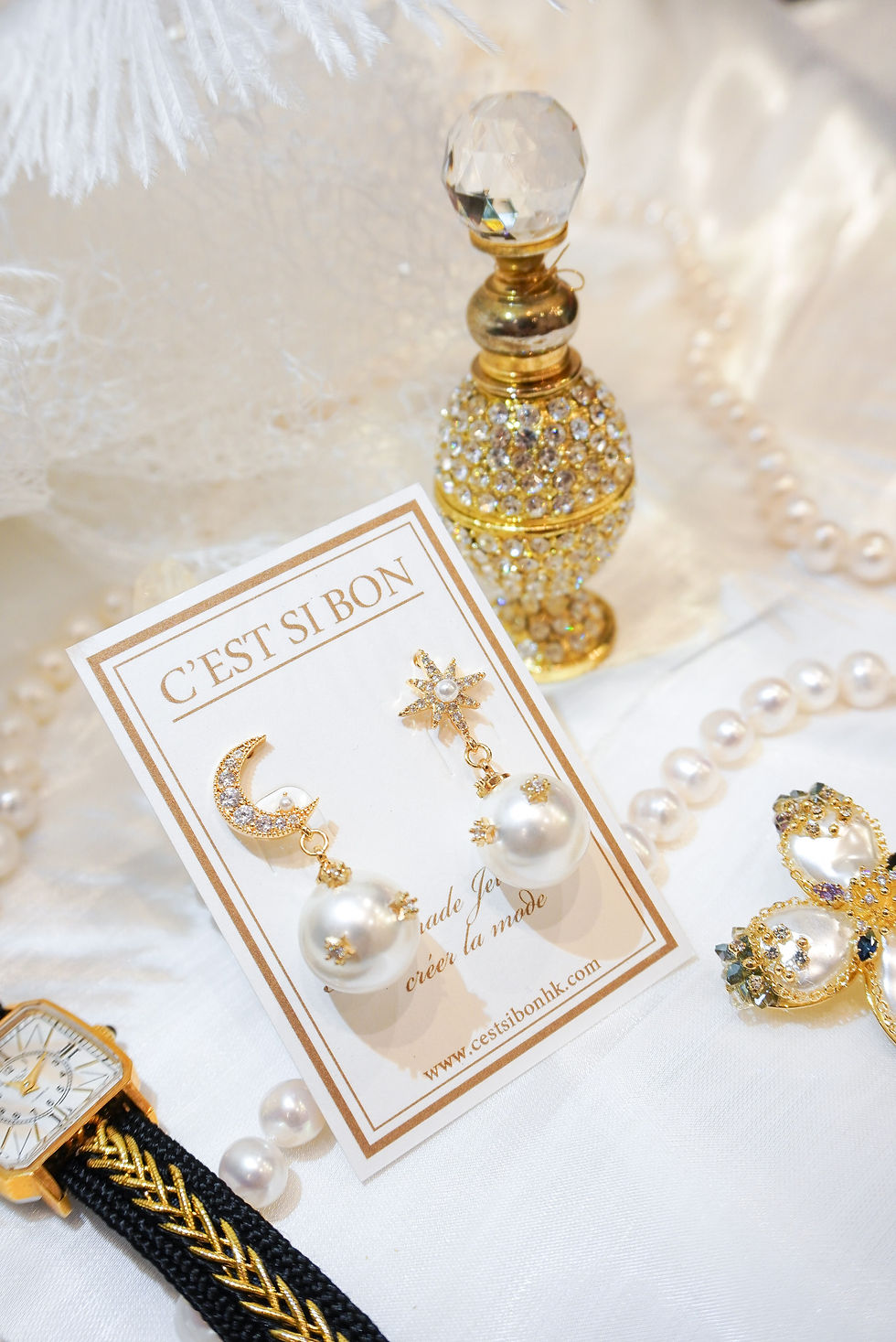 Thumbnail: The Star, Moon Earrings