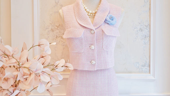 The Candy Pink Tweed Sleeveless Cropped Blazer