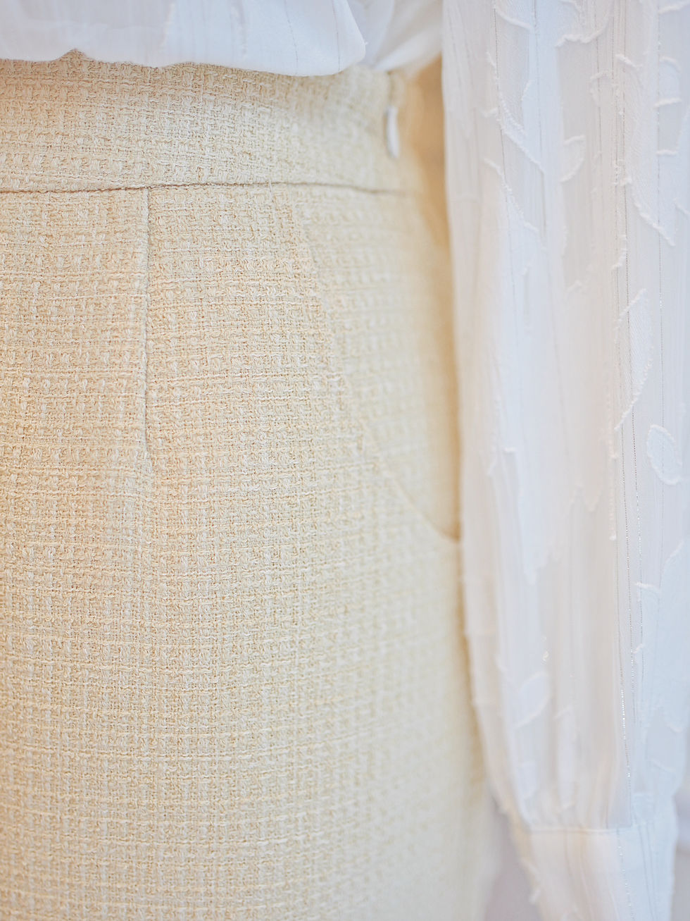 Thumbnail: The Soft Pastel Yellow Tweed Skirt
