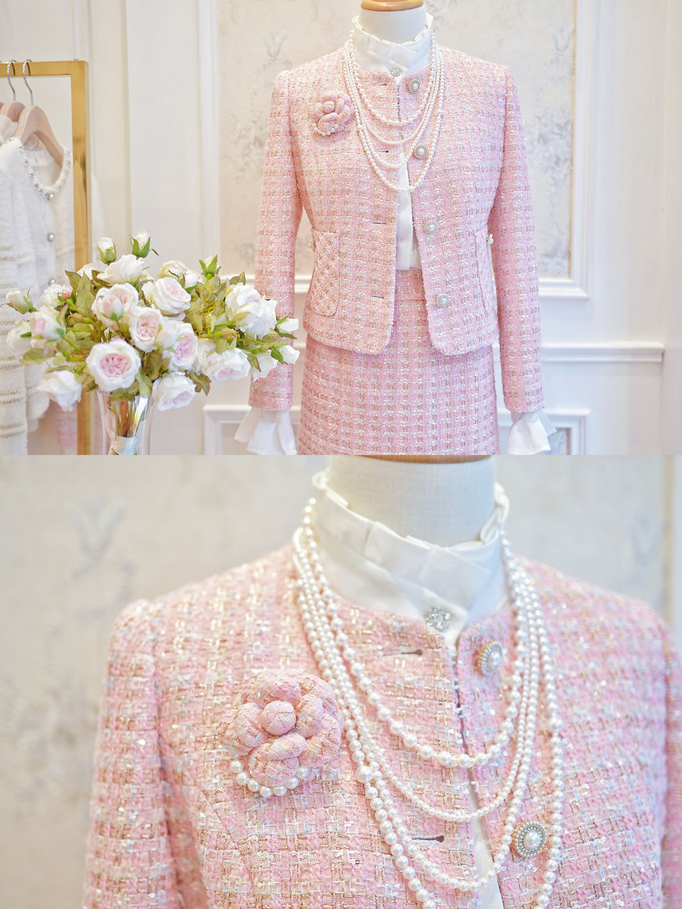 Thumbnail: The Powder Pink Tweed Camélia with Pearl