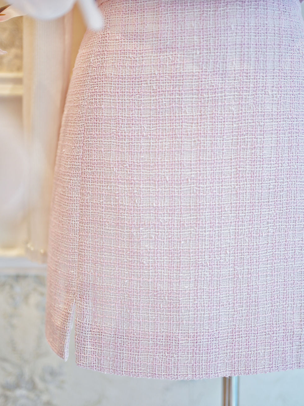 Thumbnail: The Candy Pink Split Tweed Skirt