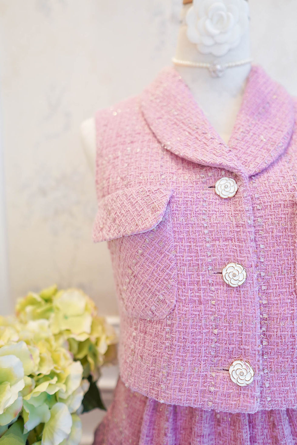 Thumbnail: The Cherry Tweed Sleeveless Cropped Blazer