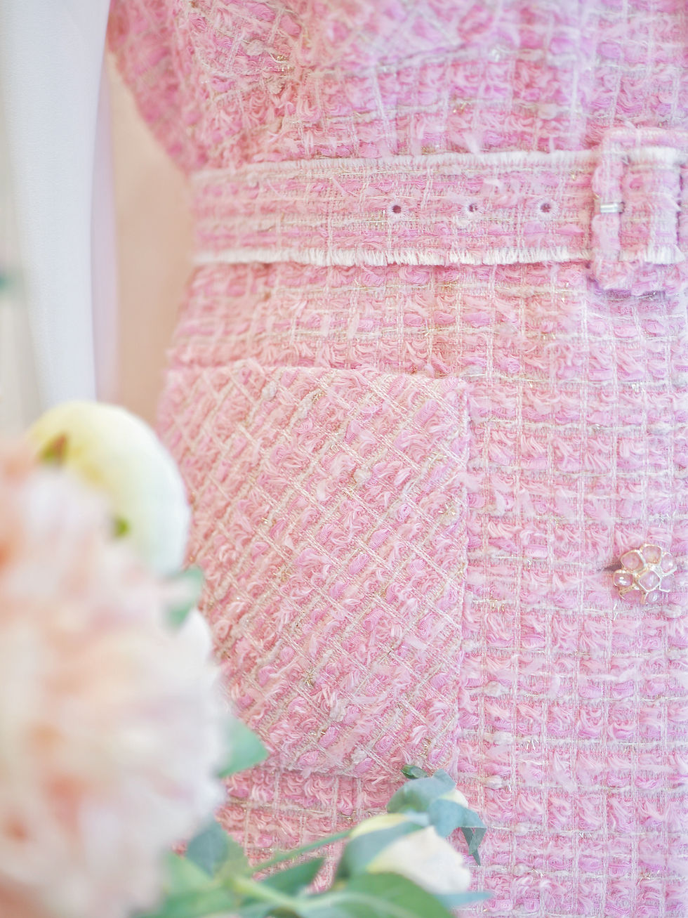 Thumbnail: The Candy Pink Tweed Vest with Belt