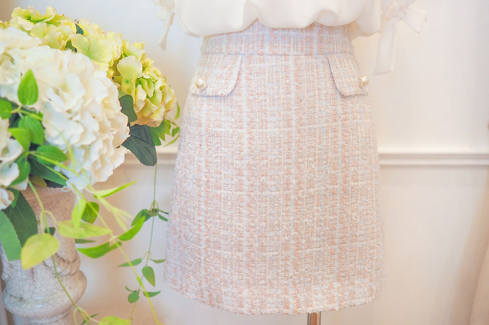 Thumbnail: Pinky Checked Tweed Skirt
