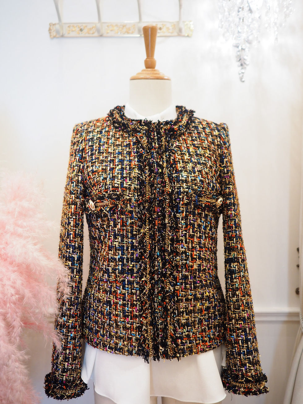 Thumbnail: Golden Black Tweed Jacket