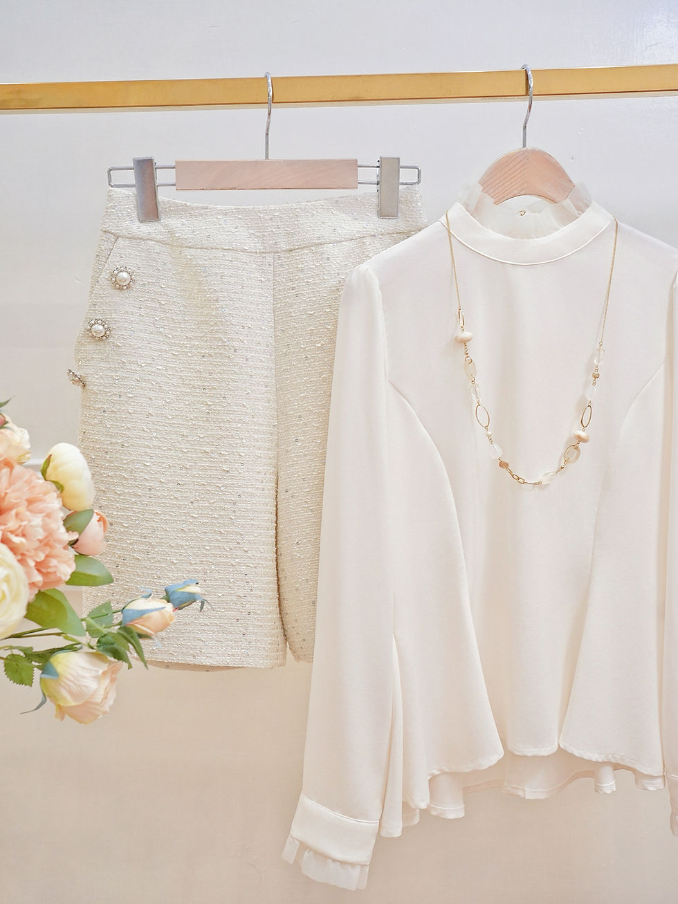 Thumbnail: The Ivory Pearl Tweed Shorts
