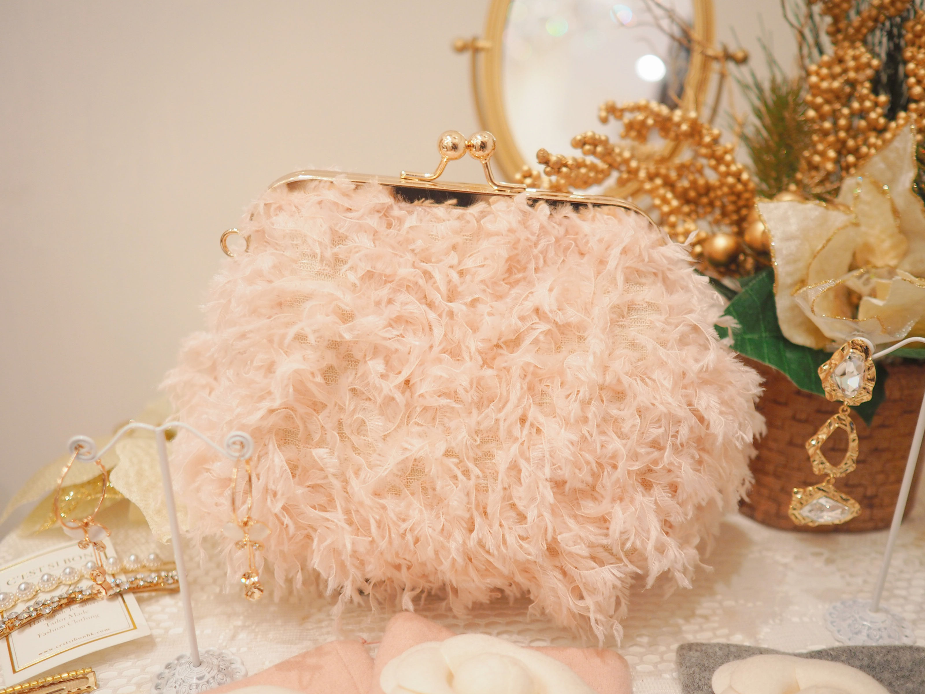Pink Feather Bag