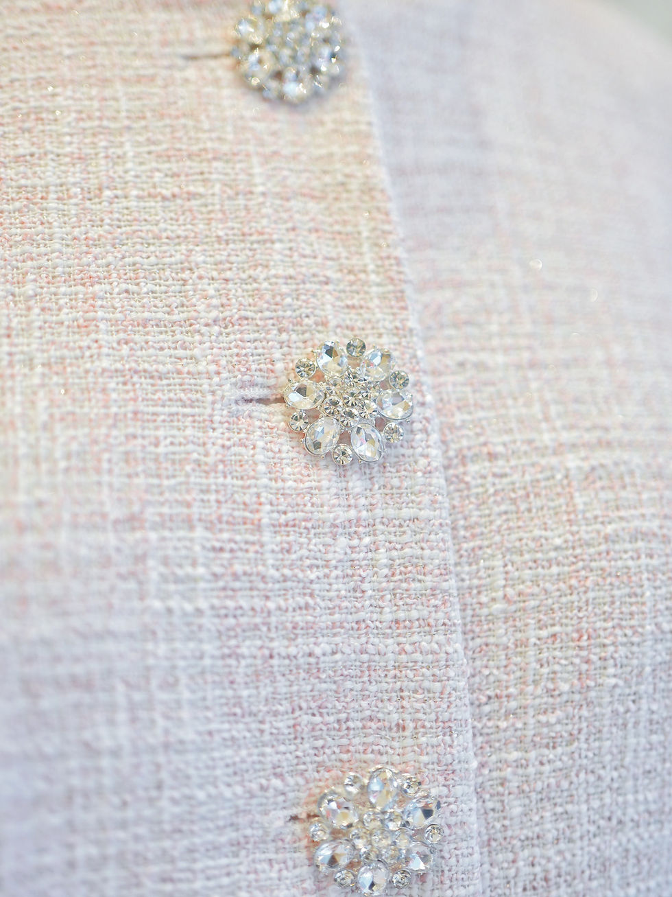 Thumbnail: The Crystal Buttons, Baby Pink Tweed Dress