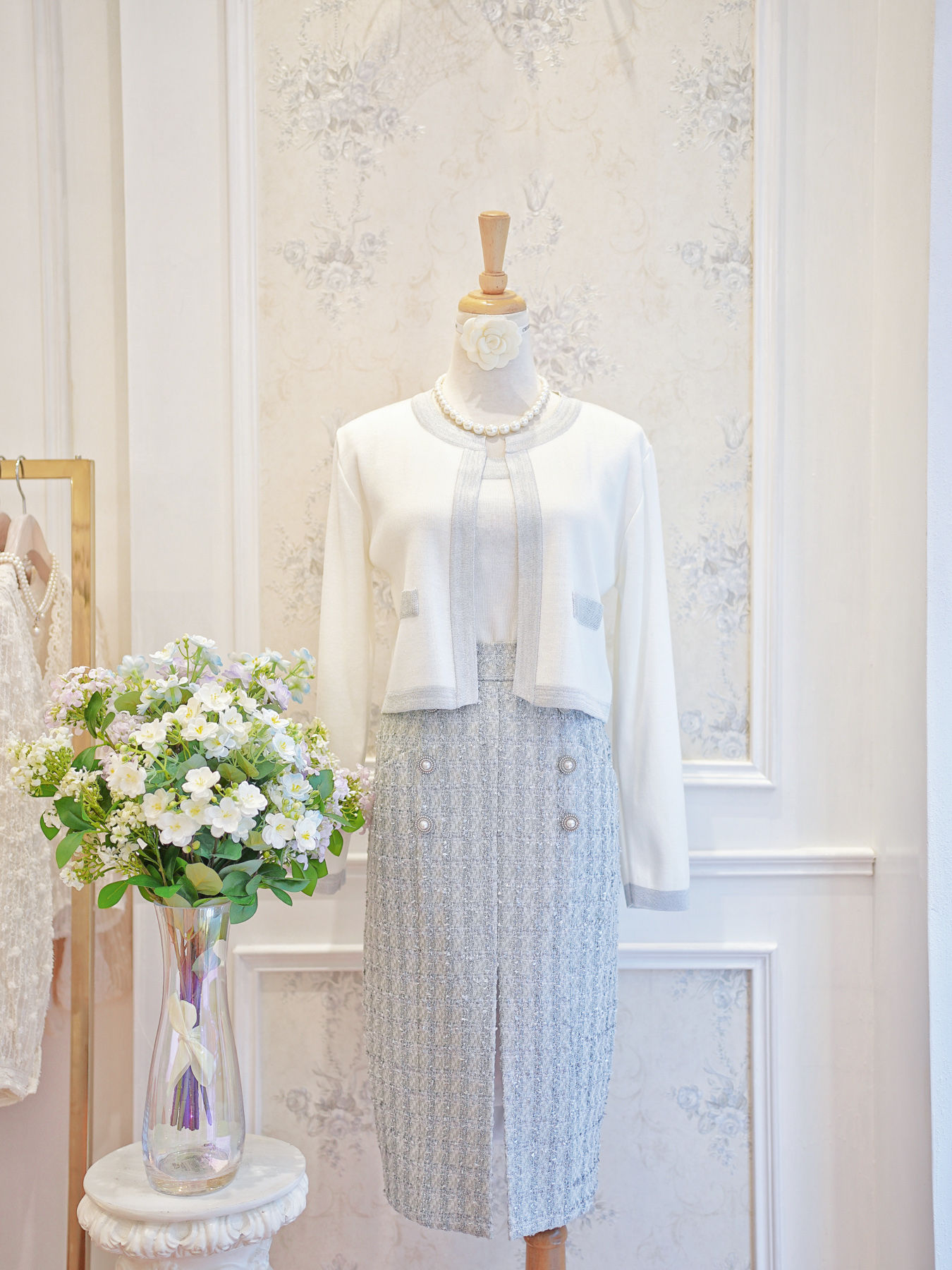 The Misty Gray Split Tweed Skirt