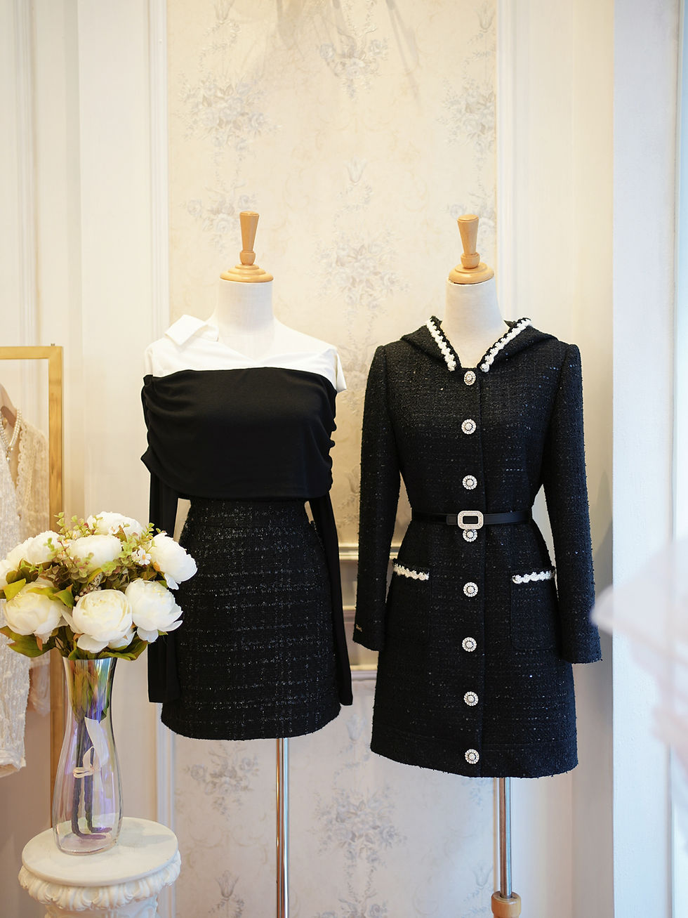 Thumbnail: The Black Checked Tweed Skirt