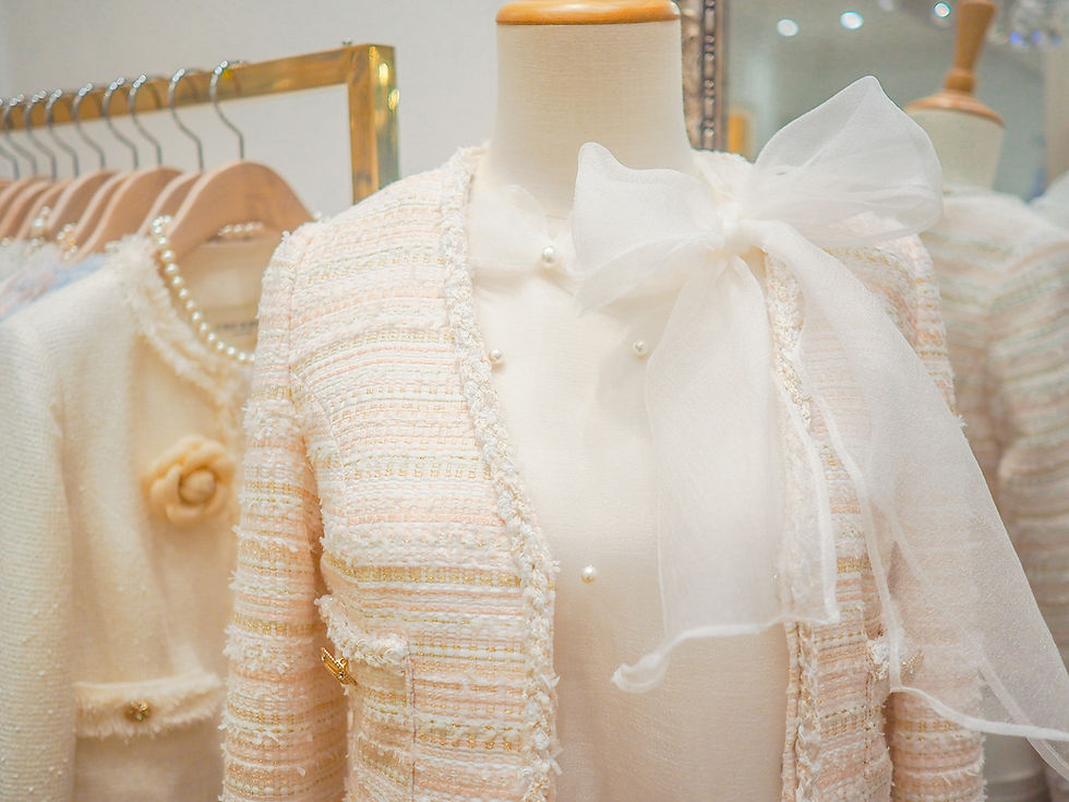Thumbnail: Pastel Pink V Neck Tweed Jacket