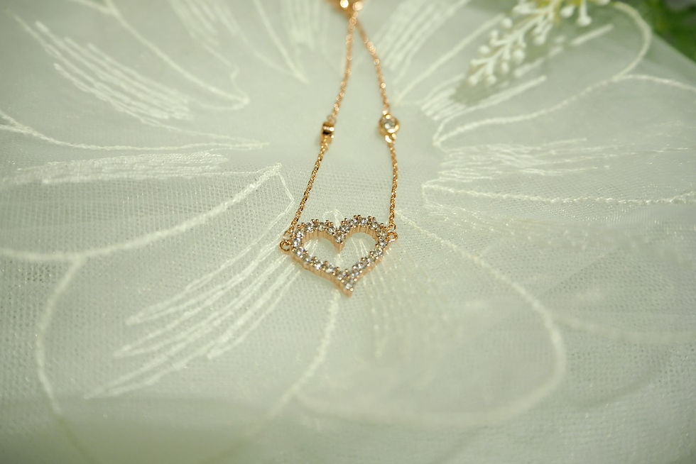 Thumbnail: 心形水晶閃石手鍊(silver/rose gold)