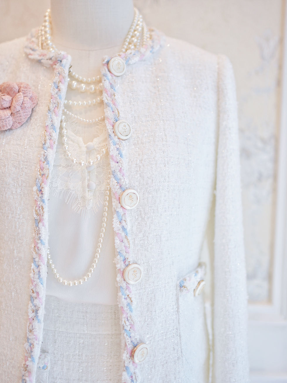Thumbnail: The Pastel Trimmed White Tweed Jacket