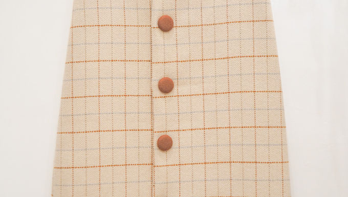 Checked Button Skirt