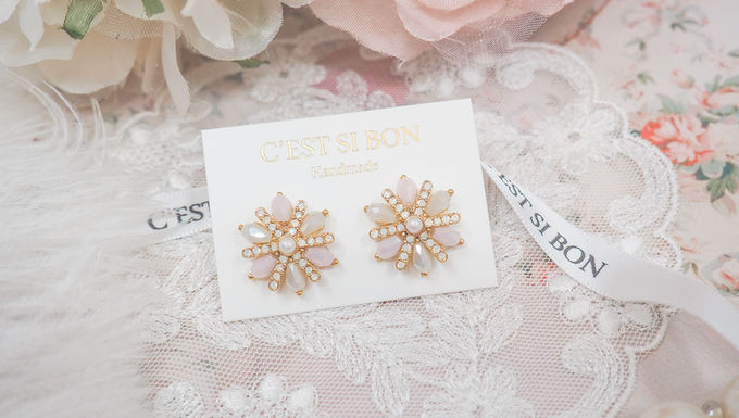 拼色花花水晶耳環