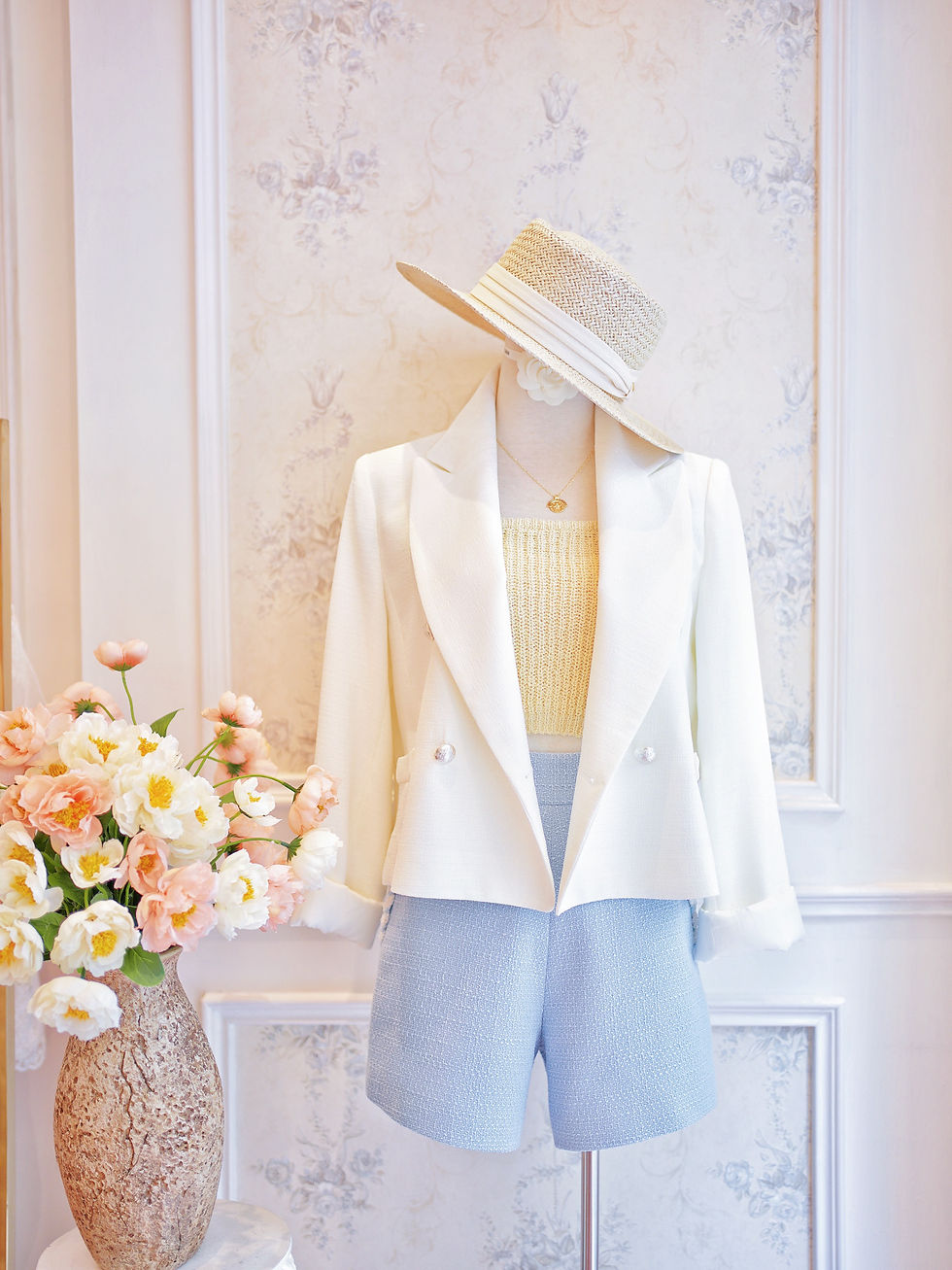 Thumbnail: The Pastel Blue Trim Tweed Shorts