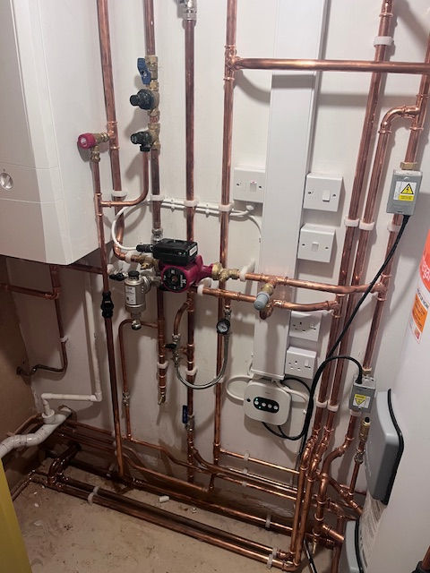 Copper pipework installation for a boiler by ROC Plumbing & Gas Services