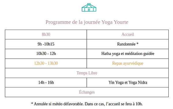 Programme Yoga Yourte
