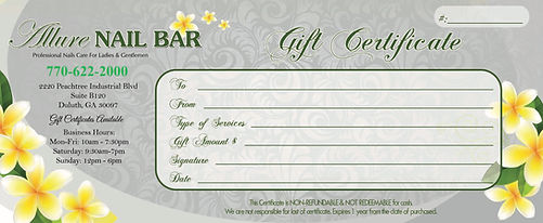 Allure Nail Bar Duluth Gift Certificate