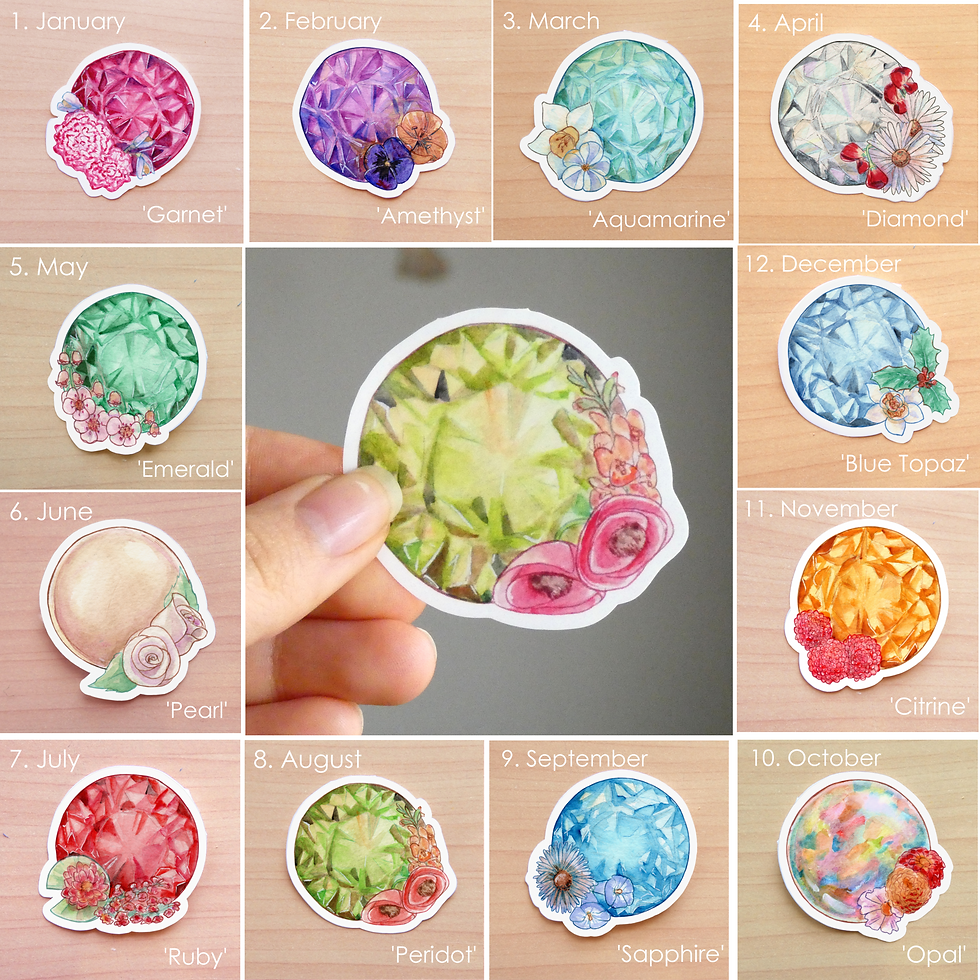 Choose your month! | FULL SIZE birthstone sticker | 12 options