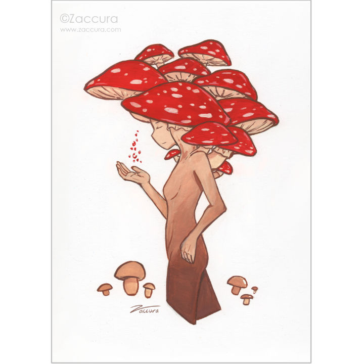 Thumbnail: 'Sporis the Mushroom Spirit' | 5" x 7" Art print