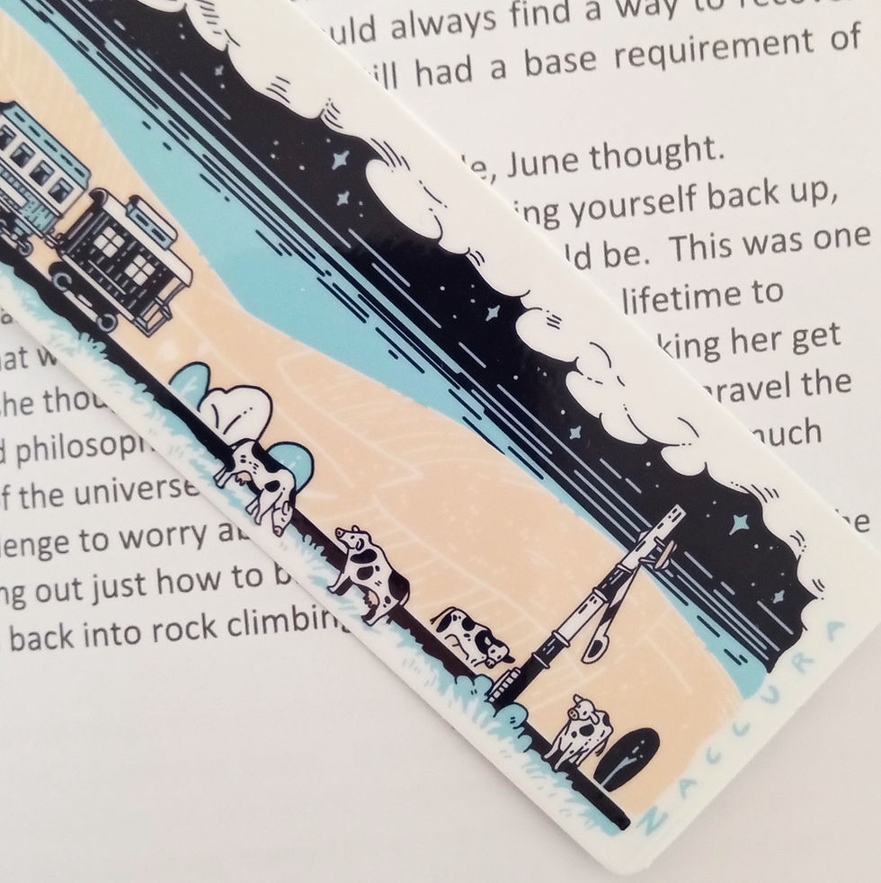 Thumbnail: Train & Cows bookmark