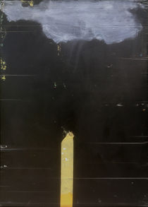 "Wniebowstąpienie Kazimierza Malewicza", 2003 r.
emulsja, taśma na plastikowej teczce, 85,5 x 61 cm