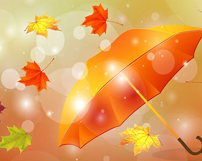 зонт и осенние листья