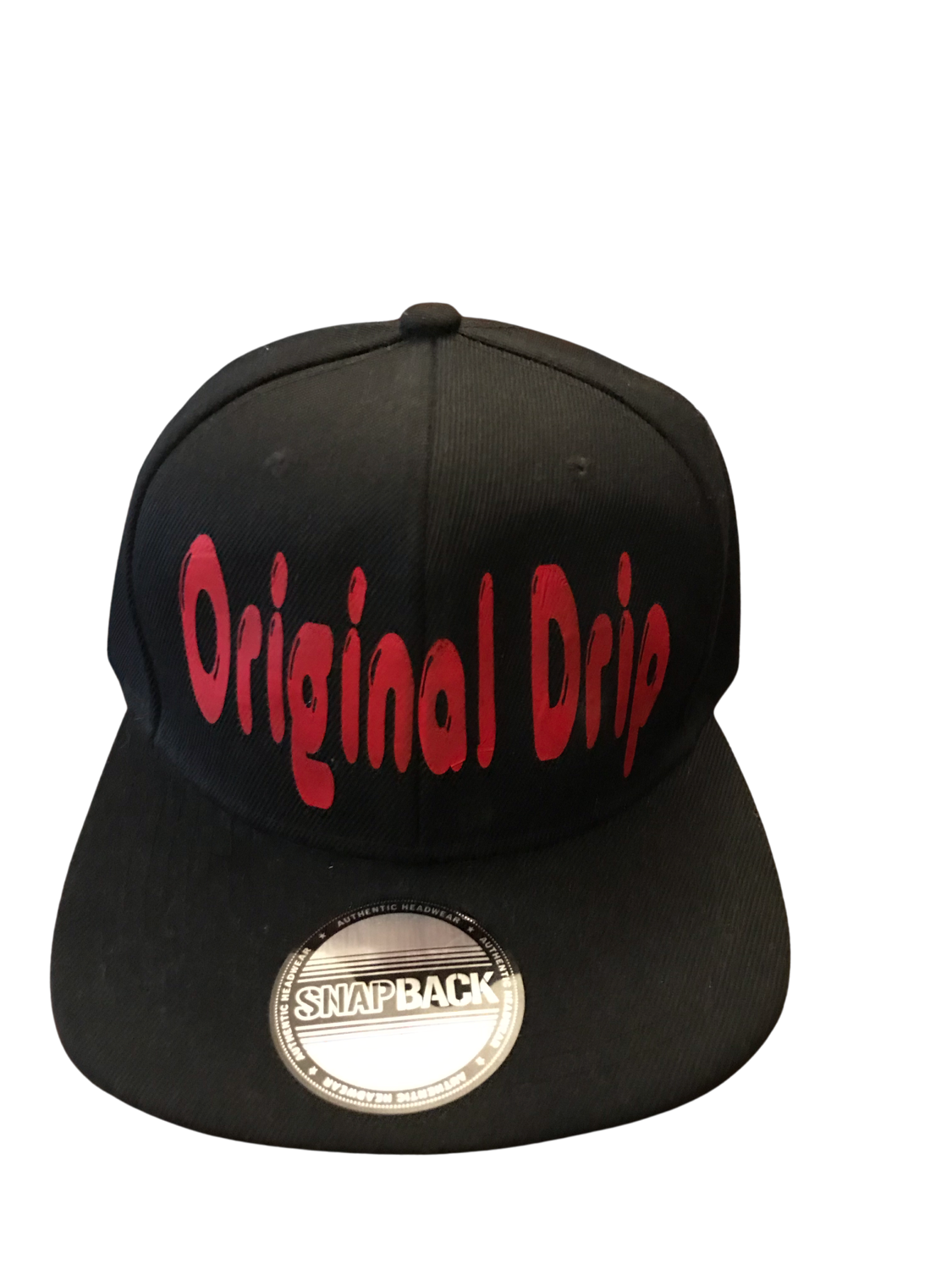 Original Drip basic drip snapback black with red logo #1 ( optional logo choice)