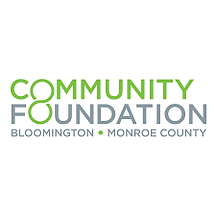 Green and grey text that says "Community Foundation Bloomington Monroe County". The word community is green and the first 'o' in foundation is also green.