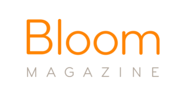 Orange and light beige text that says "Bloom Magazine"