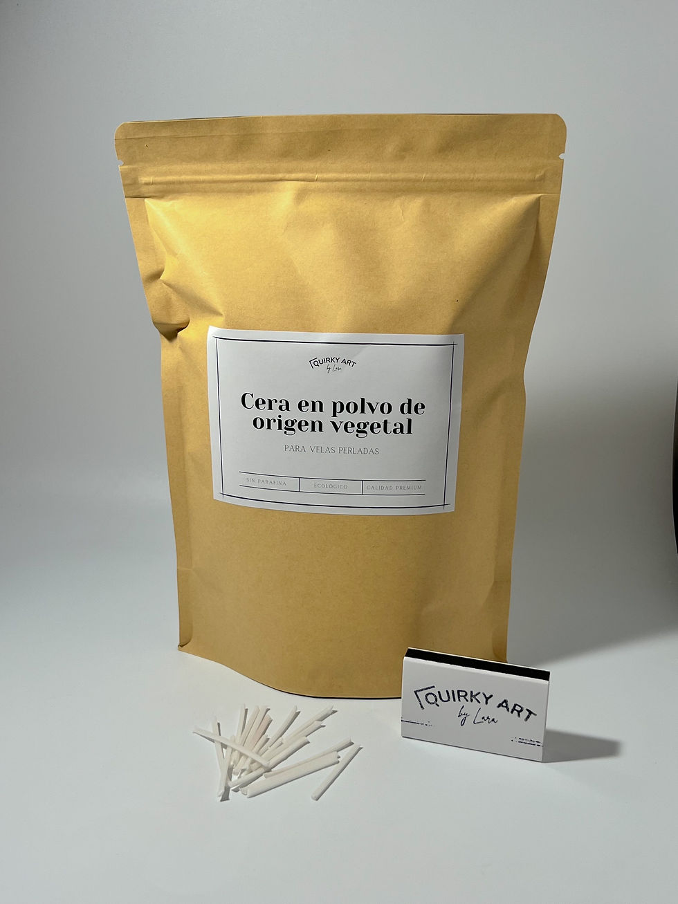 Miniatura: Cera de origen vegetal para velas perladas (500g) + 17 mechas + caja cerillas