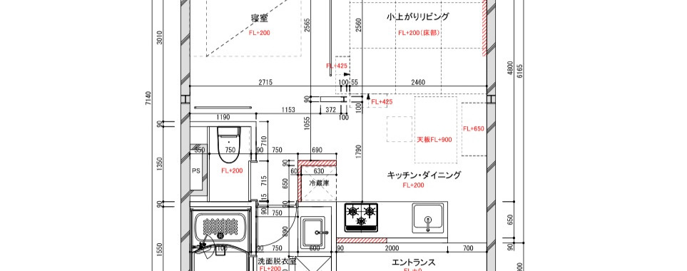 ひと神吉マンション324号室の間取り図。38.88㎡で造作デスクとテラス付きのワンルームり暮らしにちょうどいい1LDK風間取り