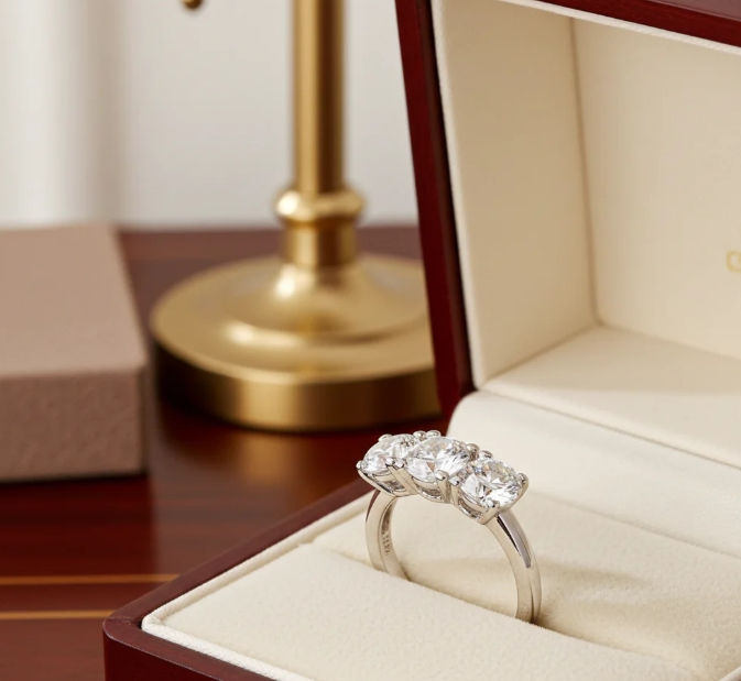 Miniatura: Anello Trilogy  in oro bianco 18k con diamanti naturali 0.30ct