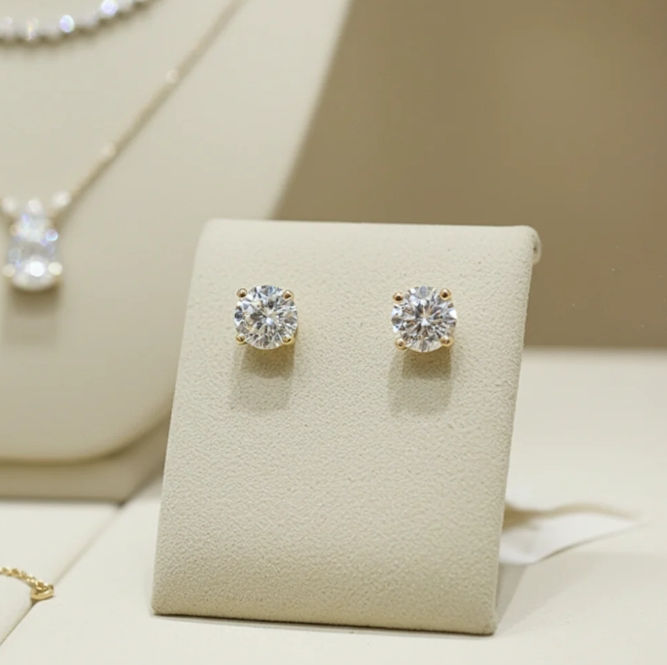 Miniatura: orecchini  certificato IGI in oro Giallo 18k e 2 diamanti naturali 1.80ct