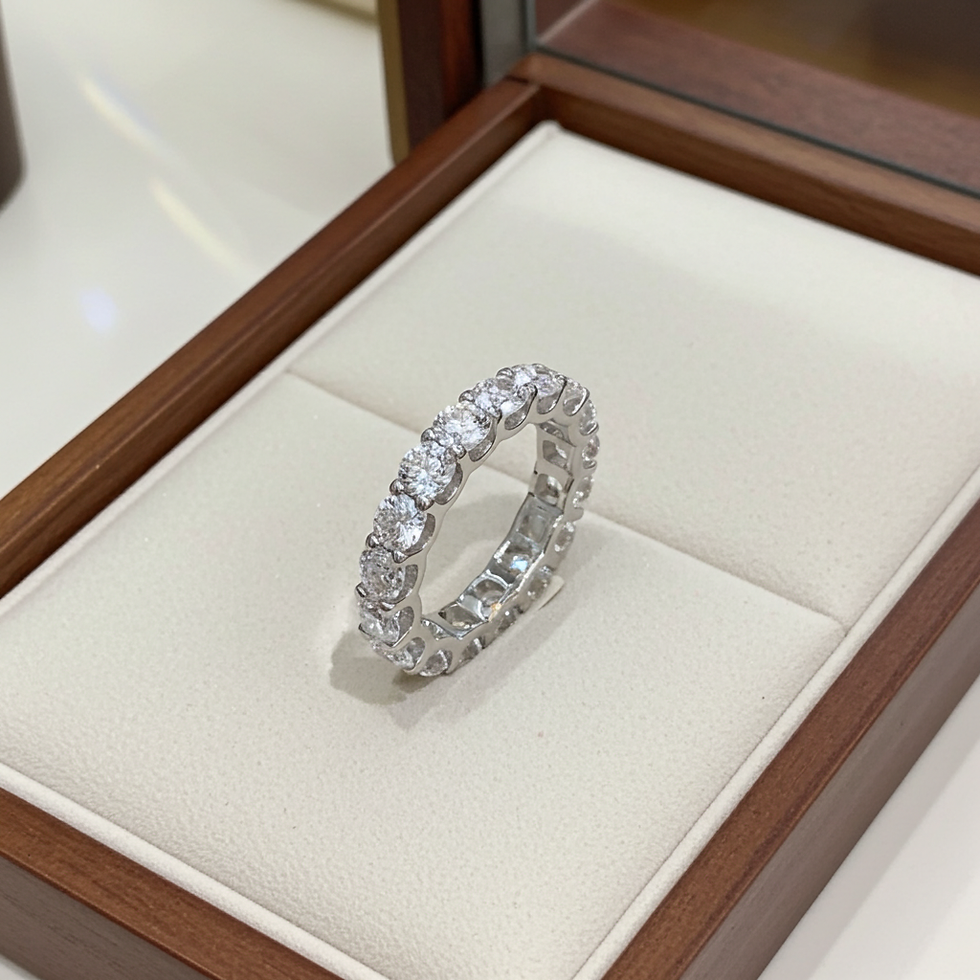 الصورة المصغرة: Anello riviera - 18 carati Oro bianco - 3.02ct. tw. Diamante Naturale
