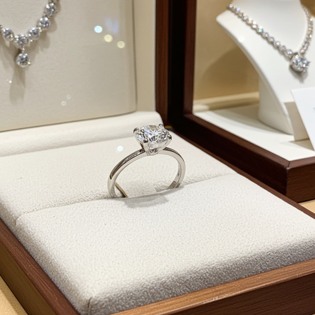 Anello di fidanzamento - 18 carati Oro bianco - 0.59ct Diamante naturale